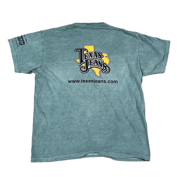 Texas Jeans Green T-Shirt Size Large - Made in the USA - Picture 1 of 4